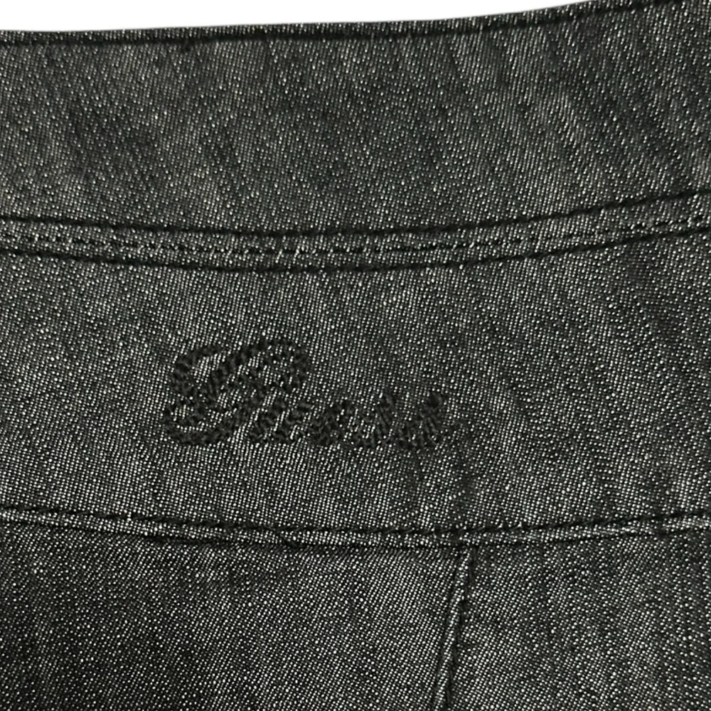 GUESS Dark Wash Denim Pencil Short Mini Skirt Women's 29 Back Ruffle‎ Hem Y2K